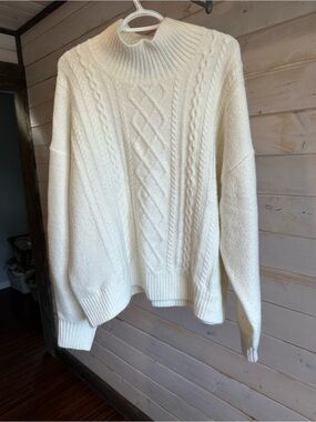 Gap | White Oversized Mixed Cable-Knit Sweater
